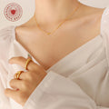 Mini Heart Station Necklace Delicate Fine Chain Gold Rose Steel view 3