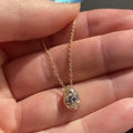 Gold Tone Pear Bezel Clear Crystal Pendant Necklace view 3