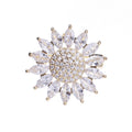 Small Marquise Crystal Sunflower Brooch in Gold or Silver Tone view 6