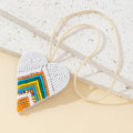 Beaded White Heart Pendant with Colorful Chevron Design view 4