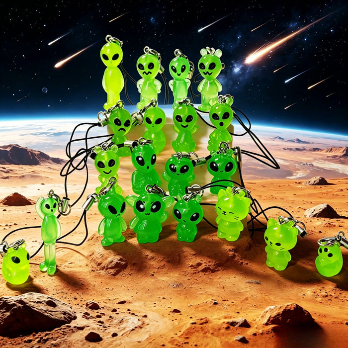 Glow Green Alien, Duck and Cat Phone Strap Charms in Twenty-One Options