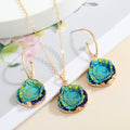 Gold Tone Iridescent Druzy Pendant Necklaces, Hoop Earrings and Sets view 12