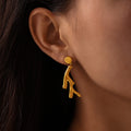 Stainless Steel Tree Branch Earrings Stud Dangle Gold Silver view 4