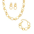 Gold Irregular Oval Circle Link Necklace Bracelet Earrings view 5
