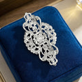 Symmetrical Crystal Filigree Bar Brooch in Gold or Silver Tone view 3