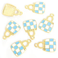 Checkered Handbag Charms in Gold and Silver Tones, Six Colors view 10