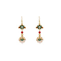 Colorful Palace Flower White Petal Long Hook Earrings view 5