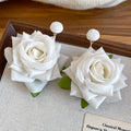 Dimensional Rose Flower Stud Earrings in Four Colors view 8
