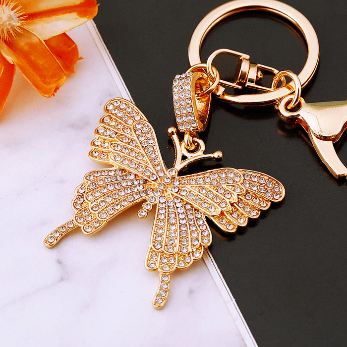 Full Crystal Butterfly Keychains in Gold and Silver Tone Finishes