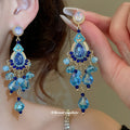 Ornate Colorful Crystal Chandelier Stud Earrings Jewelry view 3