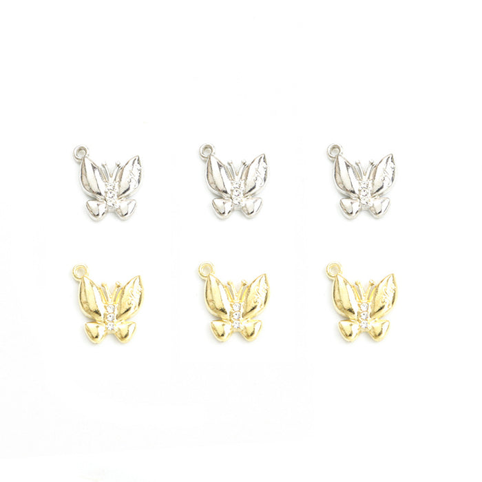 Crystal Butterfly Alloy Charm Pendants in Gold and Silver Tones