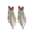 Crystal Heart Chandelier Earrings In Pink Magenta And Red view 5