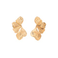 Gold Tone Textured Folded Petal Oversized Statement Earrings view 5