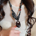 Fabric Cord Necklaces with Large Geometric Resin Pendants view 3