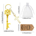 Gold Tone Ornate Key Bottle Opener Keychain With Cross Charm view 4