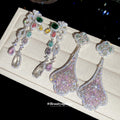 Crystal Teardrop And Multicolor Chandelier Stud Earrings view 3