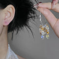 Iridescent Crystal Threader Earrings with Reflective Details view 2