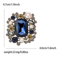 Rectangular Jewel And Pearl Cluster Brooch in Three Colors view 8