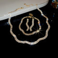 Wavy Rhinestone Necklace Bracelet Earring Three Piece Set view 6