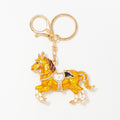 Rhinestone Enamel Horse Keychain Gold Tone Metal Charm view 5
