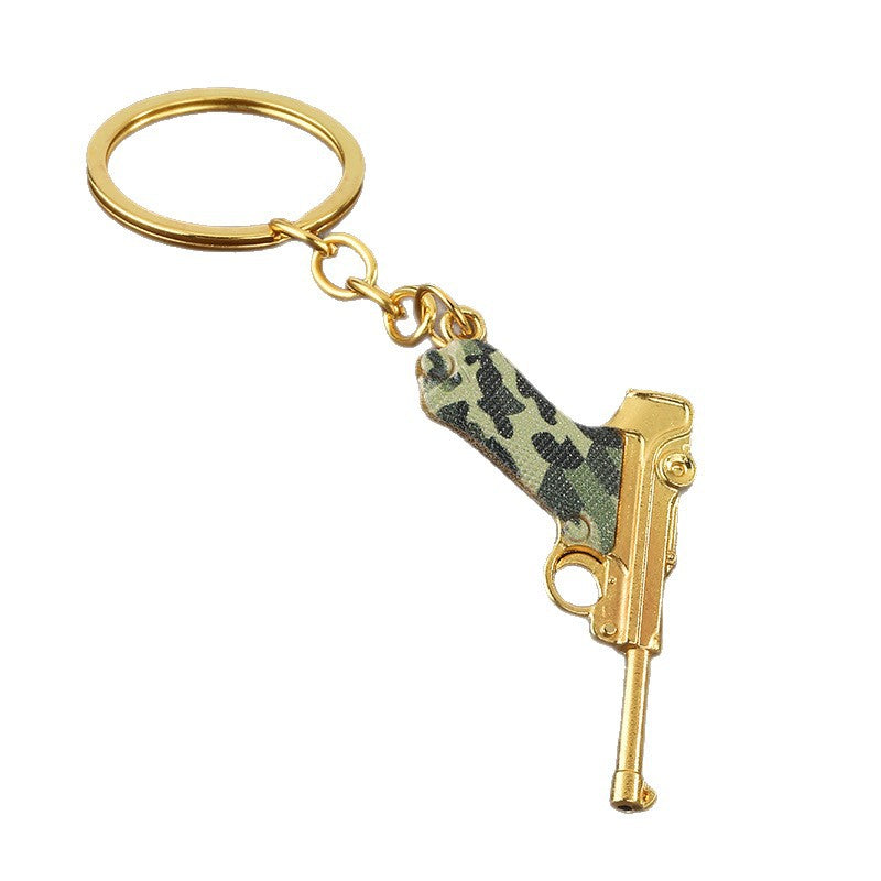 Mini Ruger P08 Alloy Pistol Model Keychain Pendant 5cm
