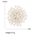 White Pearl Cluster Snowflake Brooch Gold Wire Floral Pin view 5