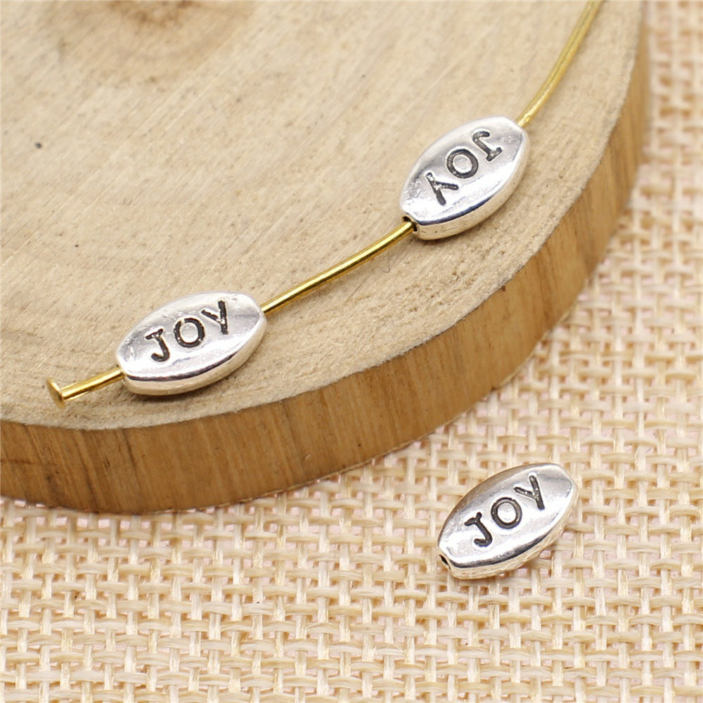 10x6mm 0.6g Antique Silver Zinc Alloy JOY Letter Loose Metal Beads for Bracelet DIY Jewelry Making