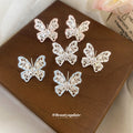 Crystal Butterfly Stud Earrings in Three Styles With Silver-Tone Settings view 3