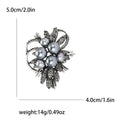 Pearl Cluster Flower Brooch Rhinestone Leaves Four Metal Tones view 6