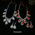Teardrop Crystal Necklace In Gold Tone Red Or Silver Tone Clear view 1