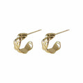 Gold Quilted C-Shape Half Hoop Stud Earrings Metal view 5