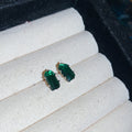 Gold Tone Rectangular Crystal Stud Earrings In Eight Colors view 9