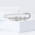 Crystal Flower Bar Safety Pin Brooch in Two Finishes view 3