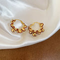 Gold Tone Pearl Stud Earrings in Two Sculptural Designs view 7