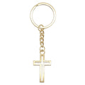 Gold Hollow Cross Keychain Split Ring Chain Pendant view 5