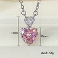 Silver Dual Heart Pendant Necklace Pink Yellow Clear Alloy view 5