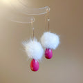 Pom Pom Teardrop Hook Earrings In Blue Green And Pink view 6