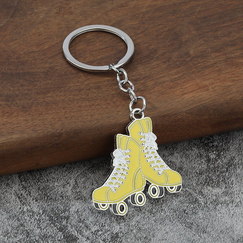 Orange Roller Skate Metal Keychain Fashion Inline Skate Key Ring
