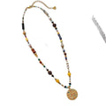 Multicolor Beaded Necklace with Round Floral Medallion view 5