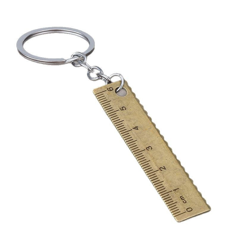 Mini Ruler Zinc Alloy Measuring Tool Keychain Pendant