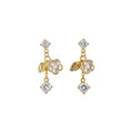 Gold Floral Crystal Pearl Drop Earrings With Gold-Tone Settings view 5