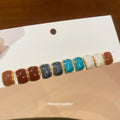 Gold Frame Square Enamel Stud Earrings Multicolor Five Pair view 1
