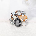 Gold Tone Silver Tone Flower Crystal Metal Brooch Pin 3.6 x 3.7 cm view 3
