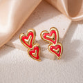 Colorful Double Heart Drop Earrings In Four Color Variants view 9