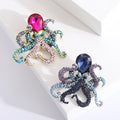Rhinestone Octopus Brooch Pink Blue Crystal Head Pin view 1