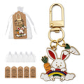 Gold Tone White Bunny Rainbow and Carrot Clasp Charm view 1