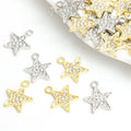 Pave Crystal Star Charms in Gold Tone and Silver Tone view 1