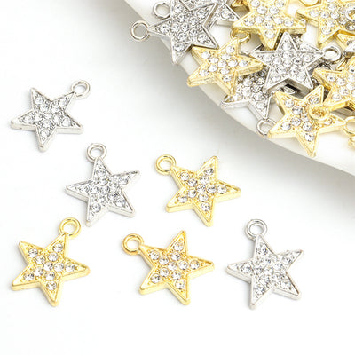 Front assortment of small solid stars covered with clear crystals