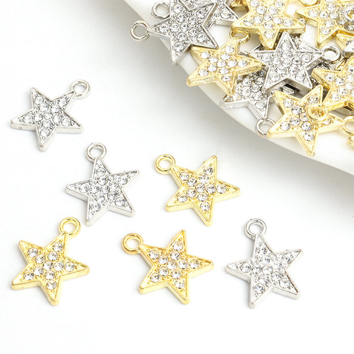 Pave Crystal Star Charms in Gold Tone and Silver Tone