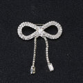 Clear Rhinestone Bow Brooch Dual Crystal Drop Tassel Chains view 6